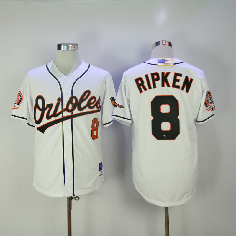 2017 MLB Baltimore Orioles #8 Ripken White Throwback Jerseys